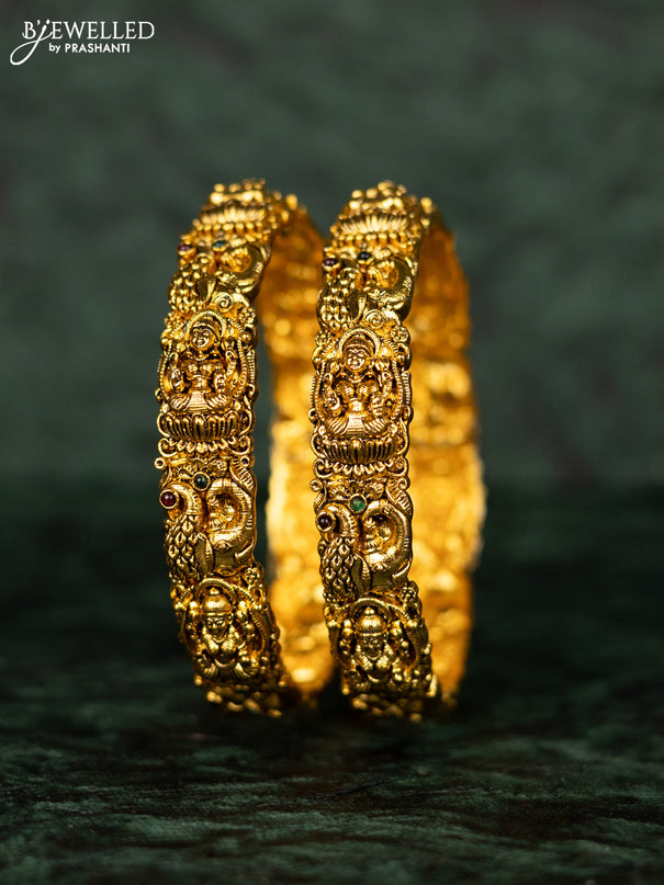 Antique bangles lakshmi design with kemp stones