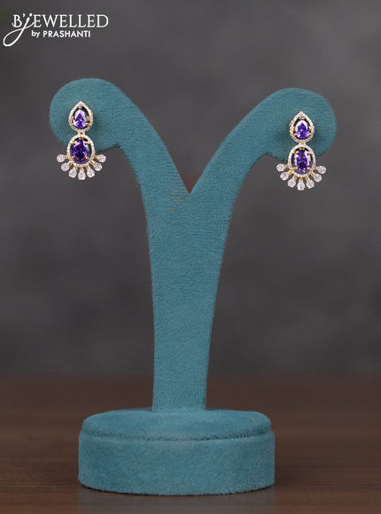 Zircon double layer necklace with purple and cz stones in gold finish