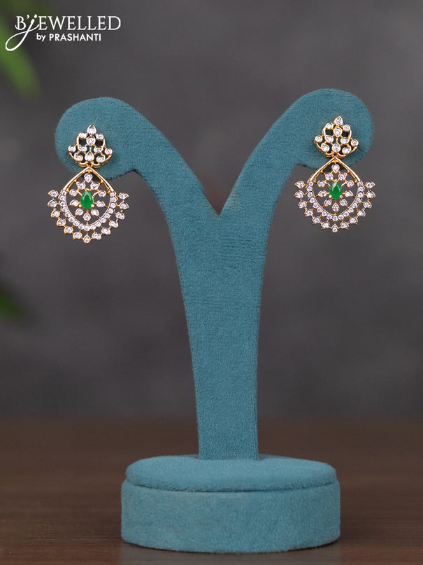 Zircon necklace with emerald and cz stones in gold finish