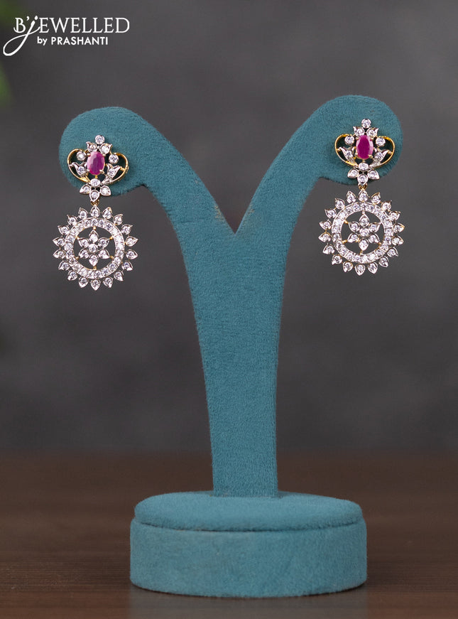 Zircon necklace bottumala design with ruby and cz stones in gold finish