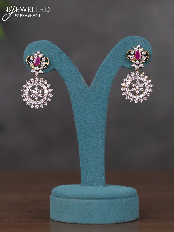 Zircon necklace bottumala design with ruby and cz stones in gold finish
