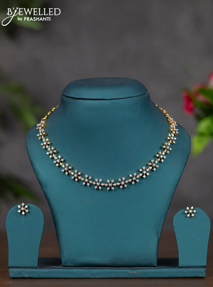 Zircon necklace with cz stones in gold finish