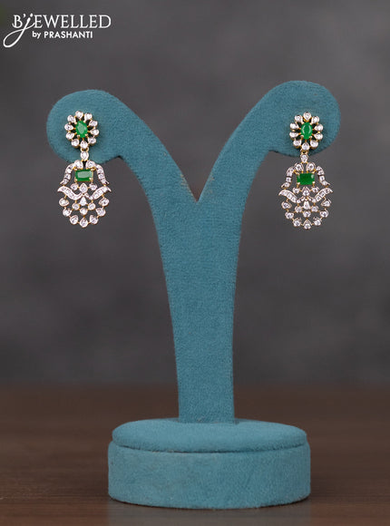 Zircon necklace peacock design with emerald and cz stones in gold finish
