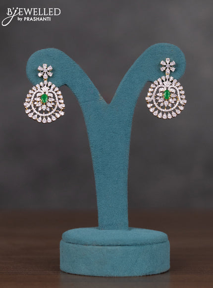 Zircon necklace with emerald and cz stones in gold finish