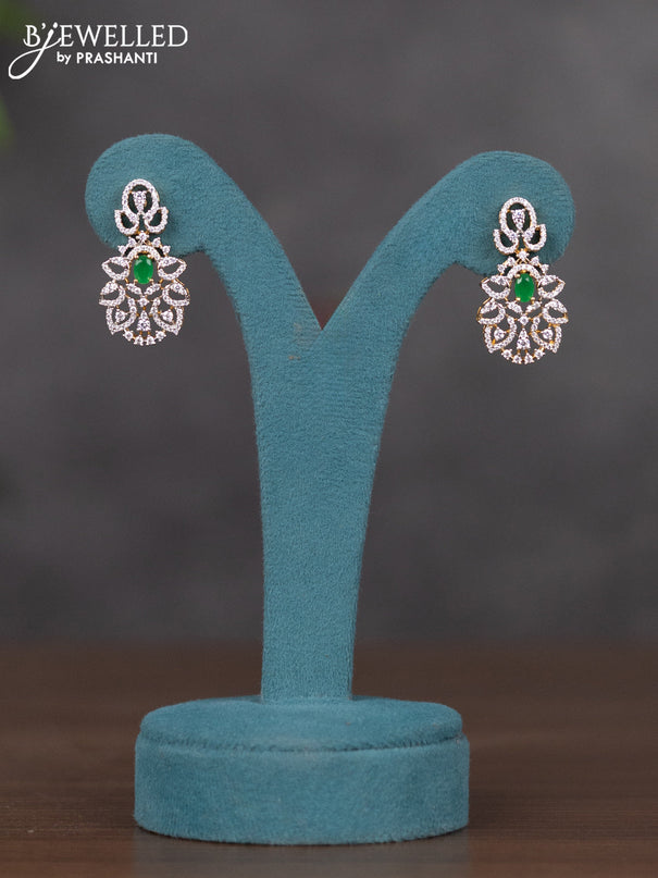 Zircon necklace with emerald and cz stones in gold finish