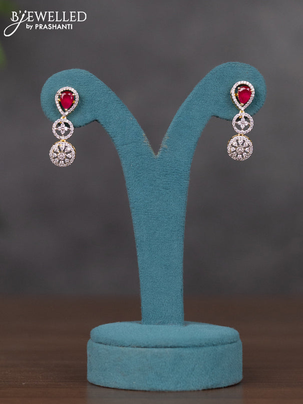 Zircon necklace with  ruby  and cz stones in gold finish