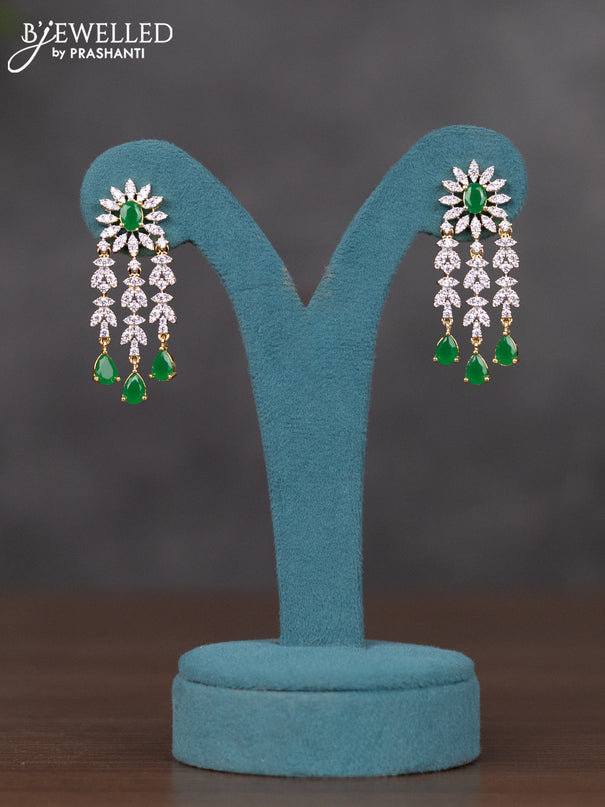 Zircon necklace with emerald and cz stones in gold finish
