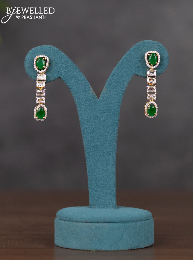 Zircon necklace with emerald and cz stones in gold finish