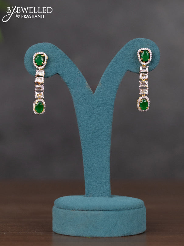 Zircon necklace with emerald and cz stones in gold finish