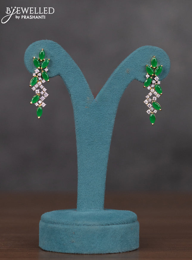 Zircon necklace with emerald and cz stones in gold finish
