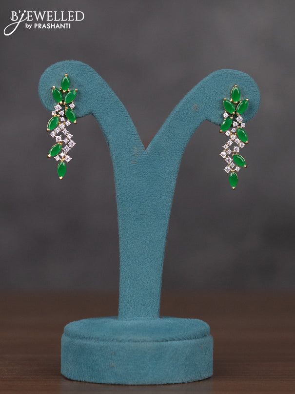 Zircon necklace with emerald and cz stones in gold finish
