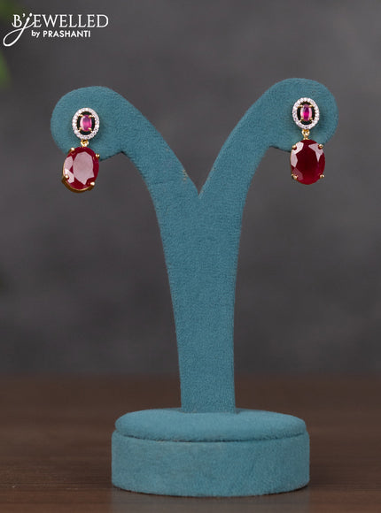 Zircon necklace with ruby and cz stones in gold finish
