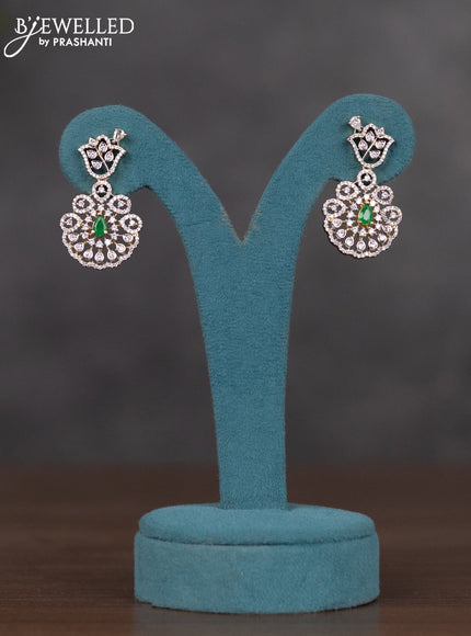 Zircon necklace with emerald and cz stones in gold finish