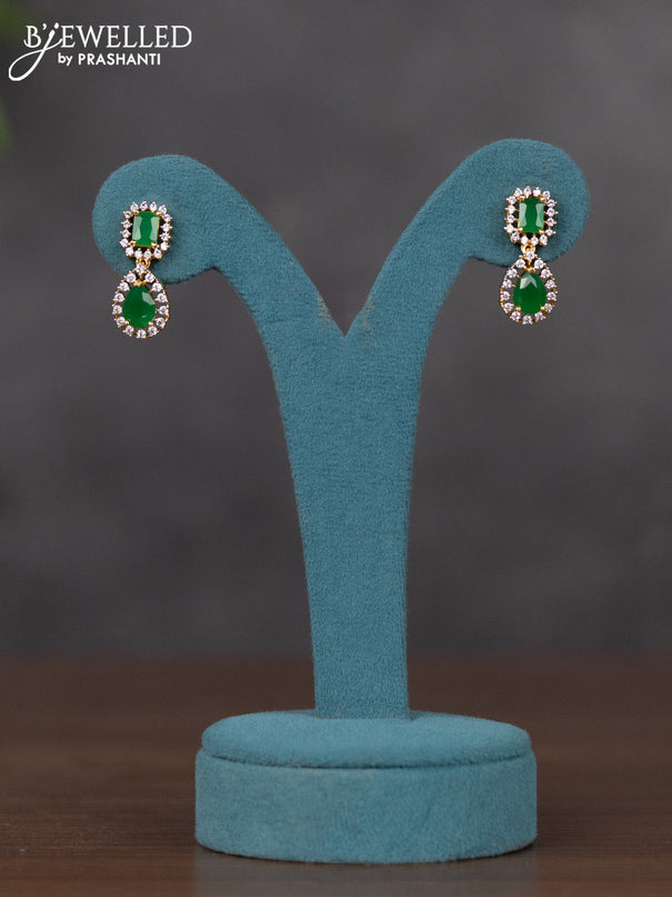 Zircon necklace with emerald and cz stones in gold finish