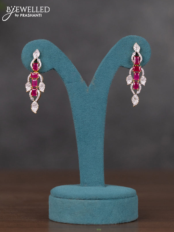 Zircon necklace with ruby and cz stones in gold finish
