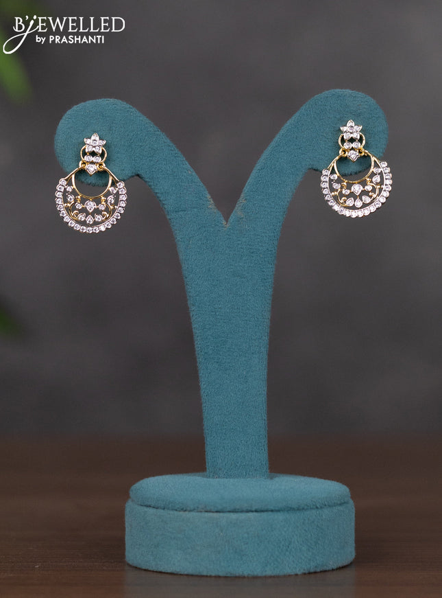 Zircon necklace floral design with cz stones in gold finish