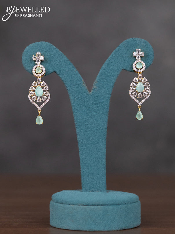 Zircon necklace with mint green and cz stones in gold finish
