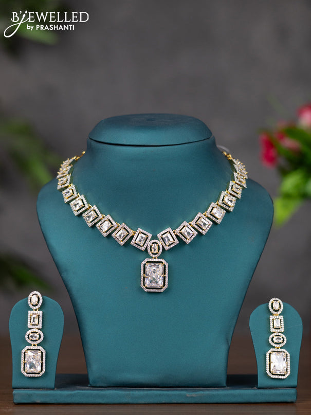 Zircon necklace with cz stones in gold finish