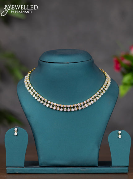 Zircon necklace with cz stones in gold finish