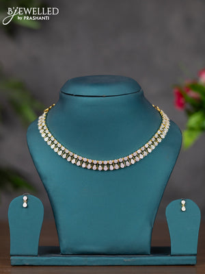 Zircon necklace with cz stones in gold finish