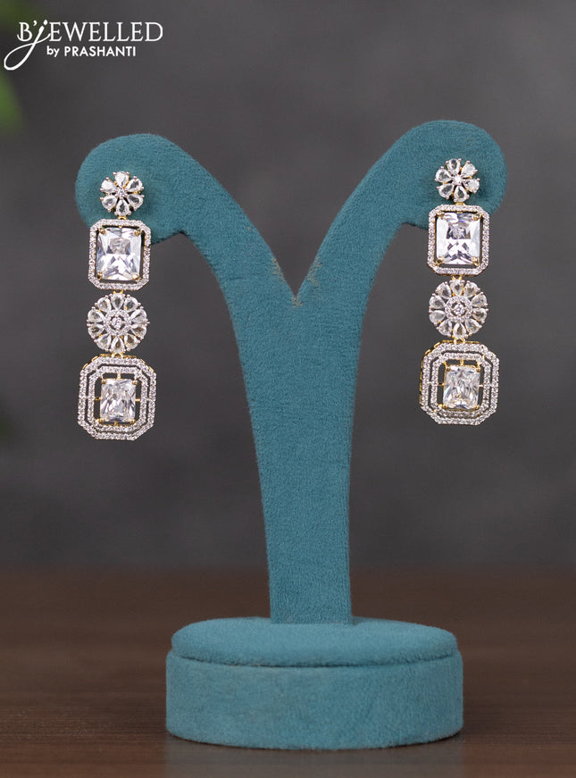 Zircon necklace floral design with cz stones in gold finish