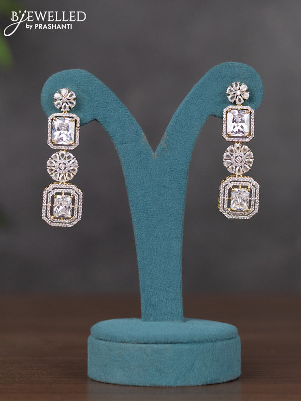 Zircon necklace floral design with cz stones in gold finish