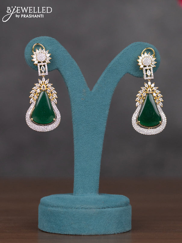 Zircon necklace with emerald and cz stones in gold finish