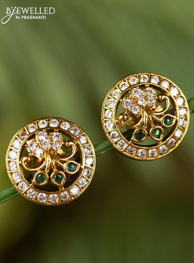 Antique earrings with emerald and cz stones