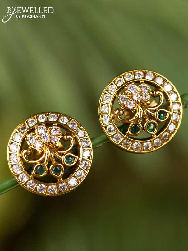 Antique earrings with emerald and cz stones