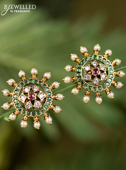 Antique earrings with kemp & cz stones and pearls