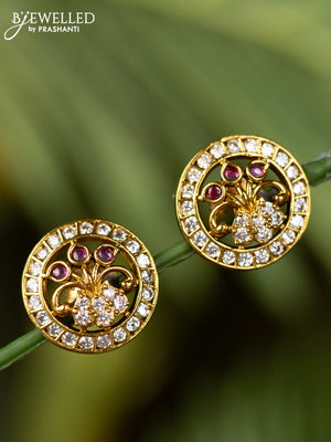 Antique earrings with ruby and cz stones
