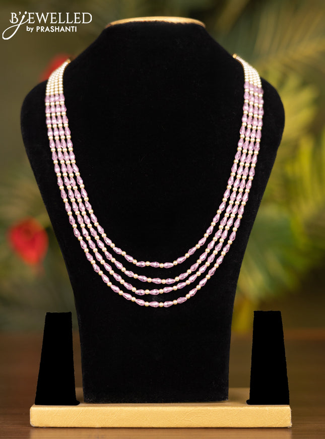Beaded multilayer baby pink necklace without earrings
