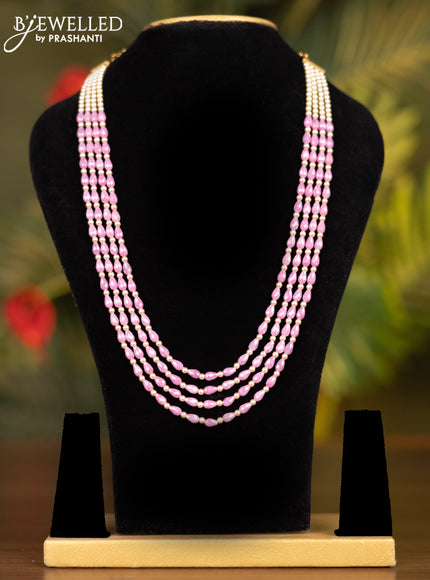 Beaded multilayer baby pink necklace without earrings