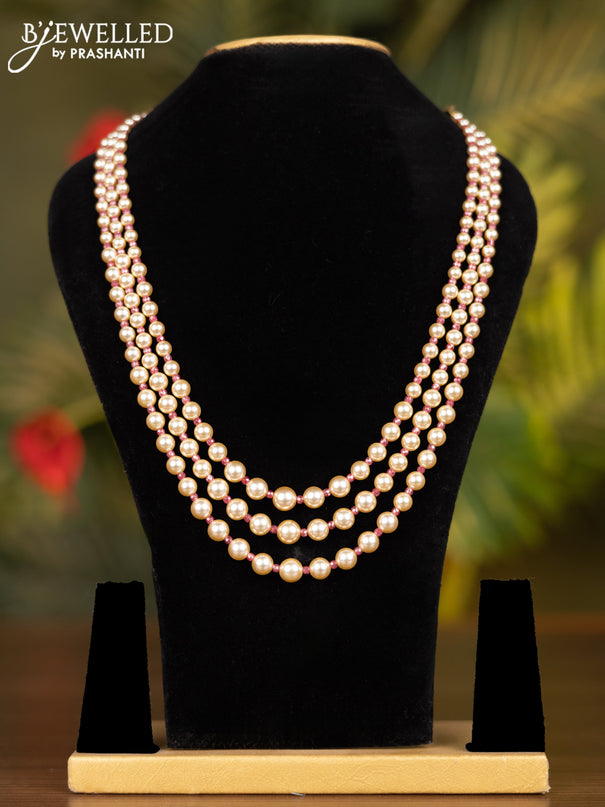 Beaded triple layer necklace with cz stones without earrings