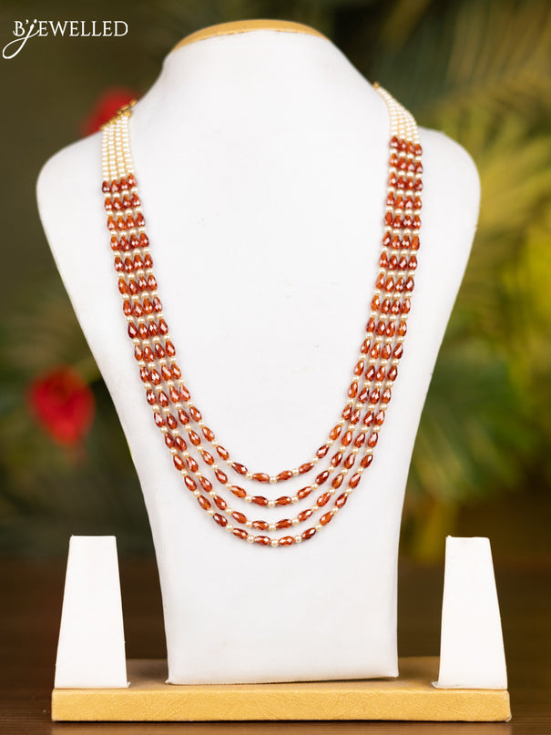 Beaded multilayer brown necklace without earrings