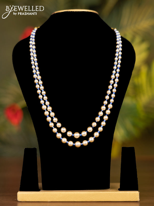 Beaded multilayer blue necklace without earrings