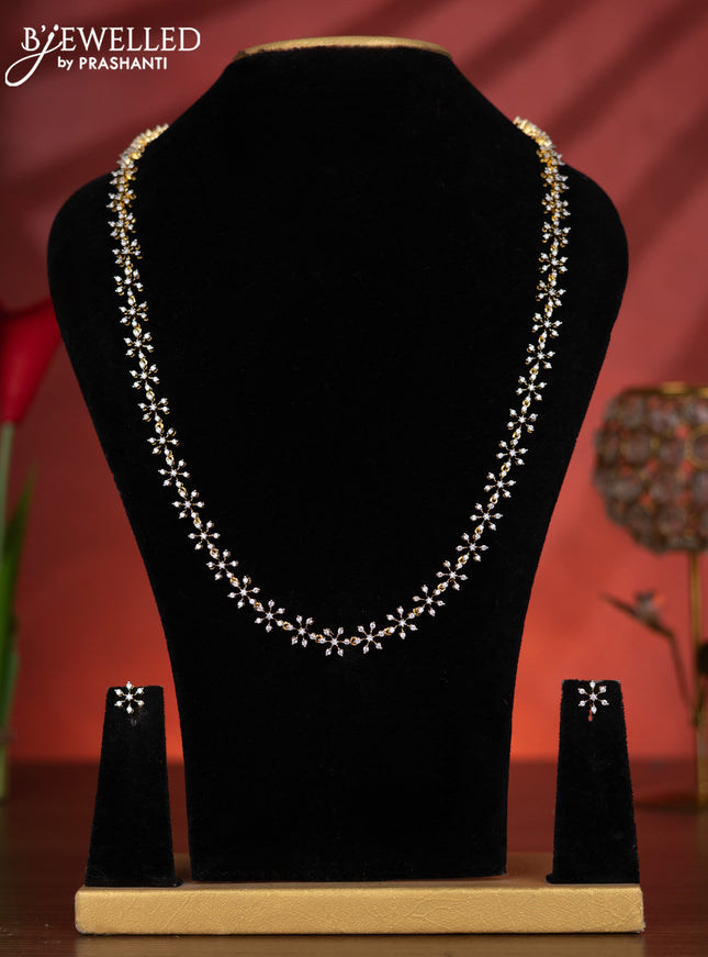 Zircon haaram with cz stones in gold finish