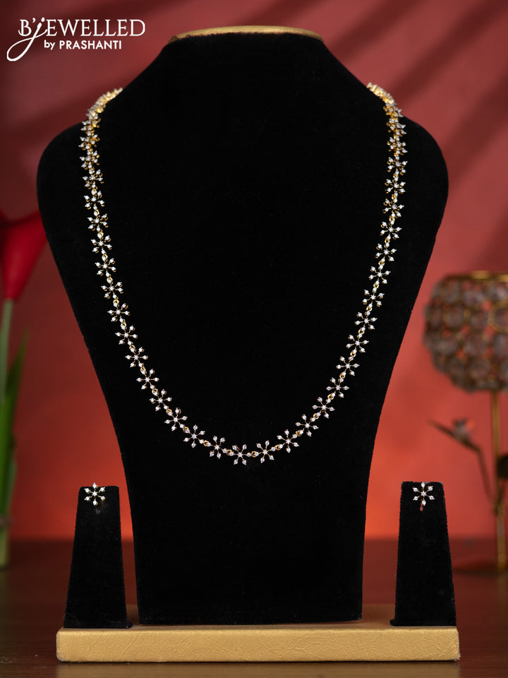 Zircon haaram with cz stones in gold finish