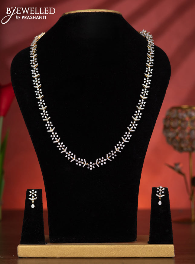 Zircon haaram with cz stones in gold finish