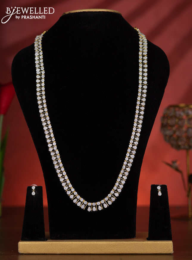 Zircon haaram with cz stones in gold finish