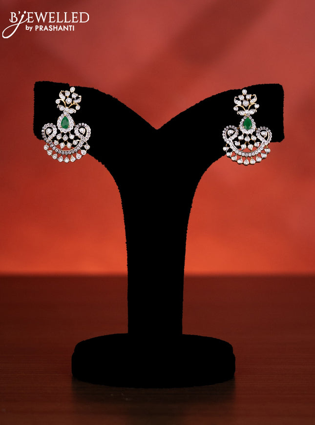 Zircon haaram manga pattern with emerald and cz stones in gold finish
