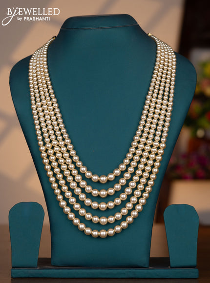 Pearl necklace with multilayer and cz stones