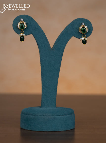 Invisible chain with multicolour & cz stones and pearl & green beads hangings