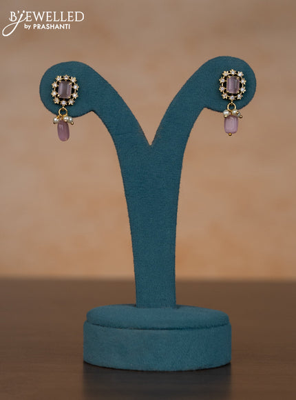 Invisible chain with baby pink & kundan stones and pearl & baby pink beads hangings