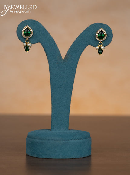 Invisible chain floral design with multicolour & cz stones and pearl hangings