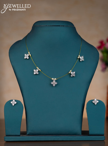 Invisible chain with cz stones in gold finish