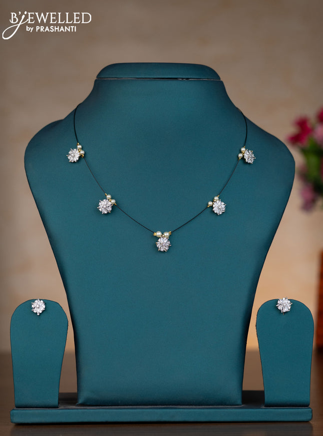 Invisible chain with cz stones in gold finish