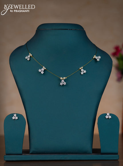 Invisible chain with cz stones in gold finish
