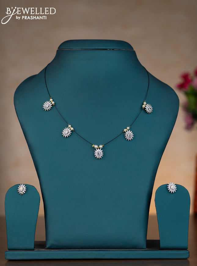 Invisible chain with cz stones in gold finish