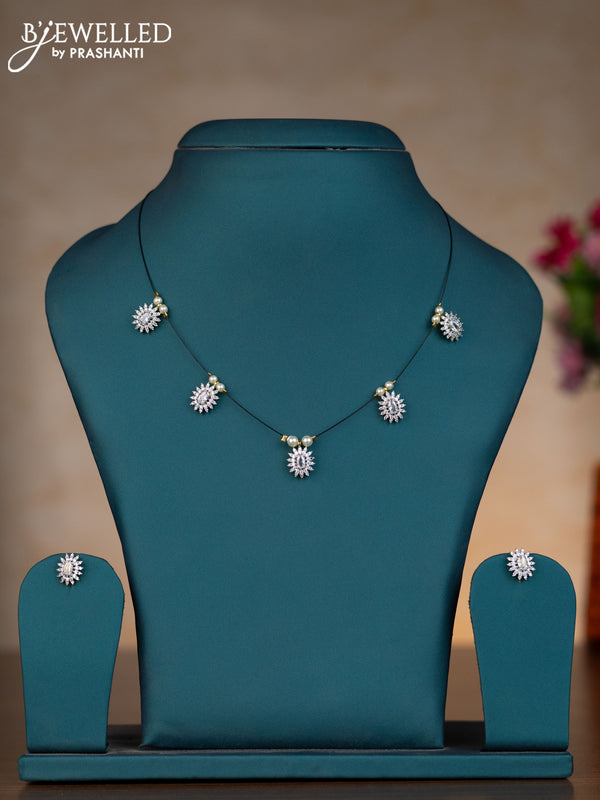 Invisible chain with cz stones in gold finish